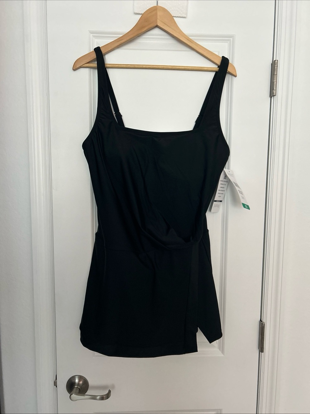 Beyond Control Women's Swim Dress Black Square Neck Swim Dress- NWT- XL